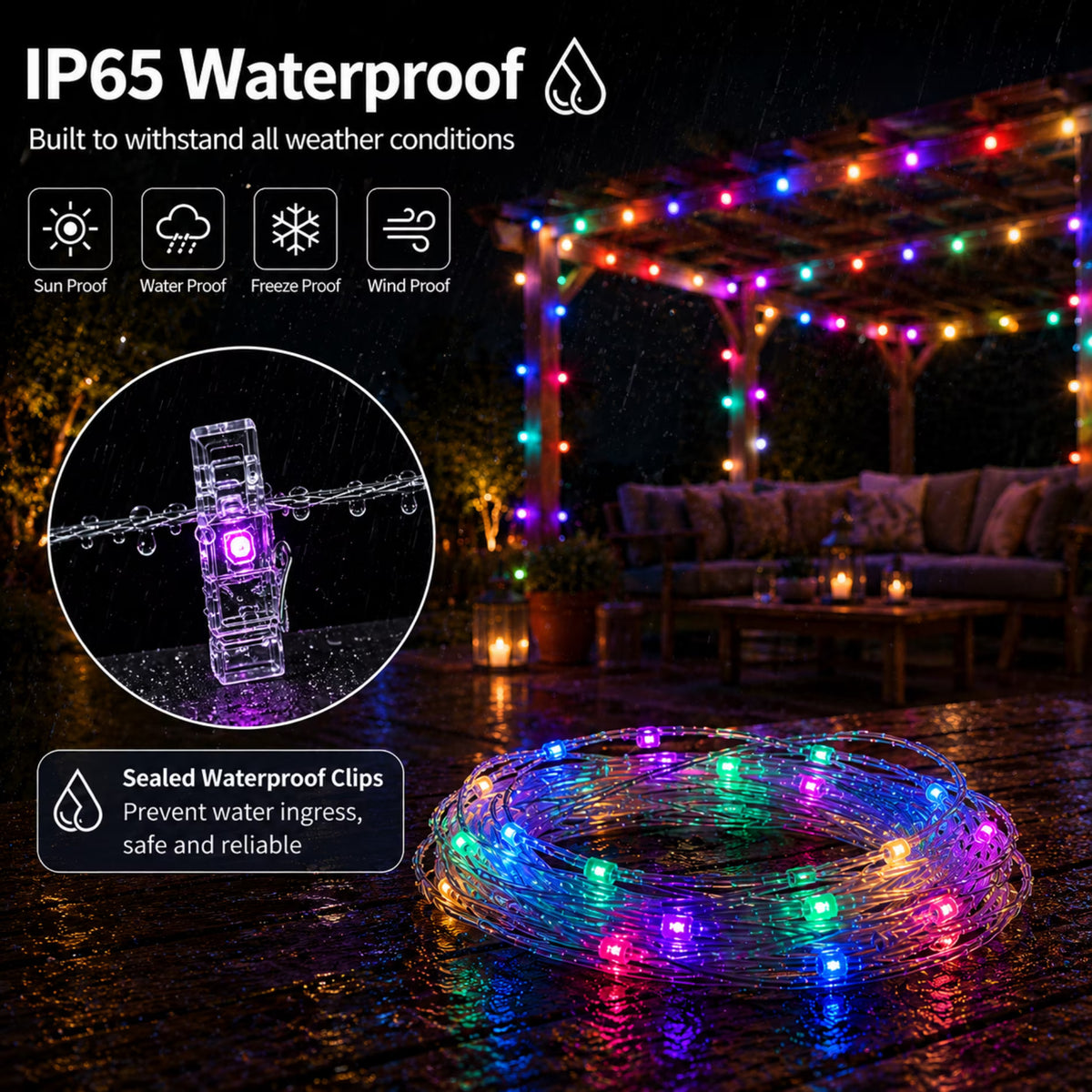 100 LED Photo Clip String Lights, 33FT Fairy Lights for Pictures, USB Photo Hanging Lights with Remote & App Control, Waterproof Picture Lights with 100 Clips for Room Decor