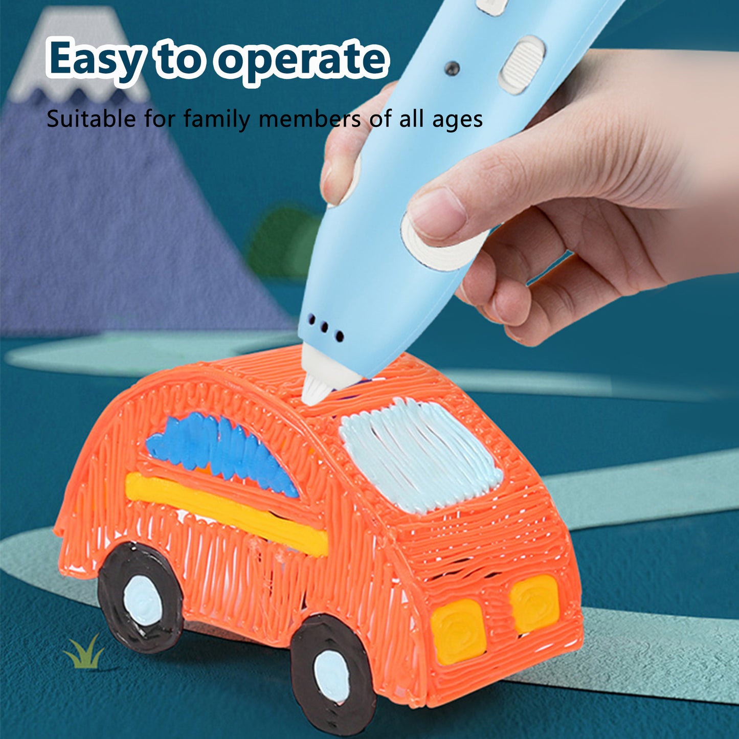 3D Pen Set for Kids,Kids Blue Wireless 3d Printing Pen with 13 3D Pen Filaments,Two-speed Adjustable,Home & School Art Activity Set,Educational Toy for Boys & Girls Ages 6+