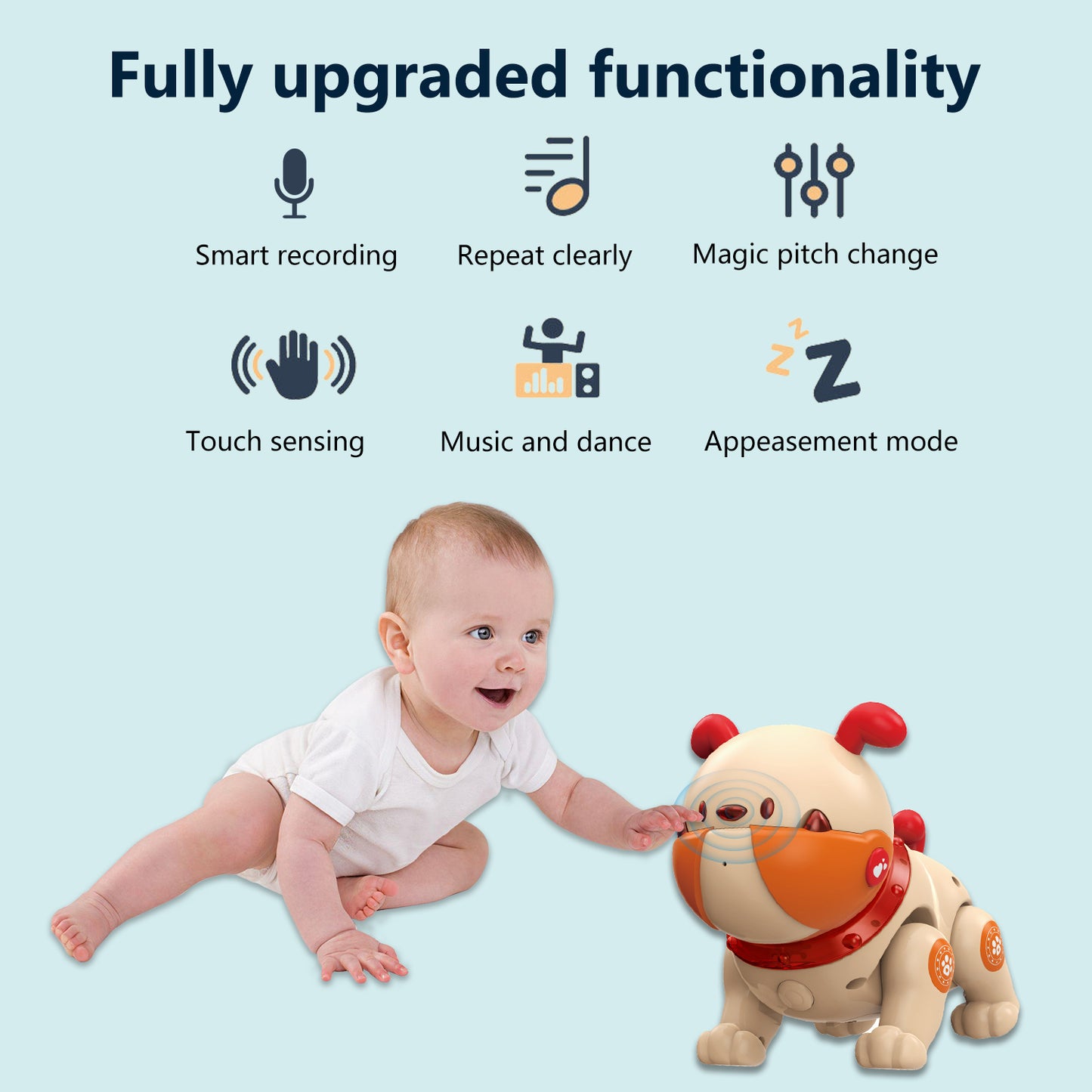 Remote Control Robot Dog Toy, Smart Interactive Robotic Pets, RC Robot Toys Dog Pit Bull ，Music Dancing Handstand Push-up Follow Functions for Kids Boys Girls