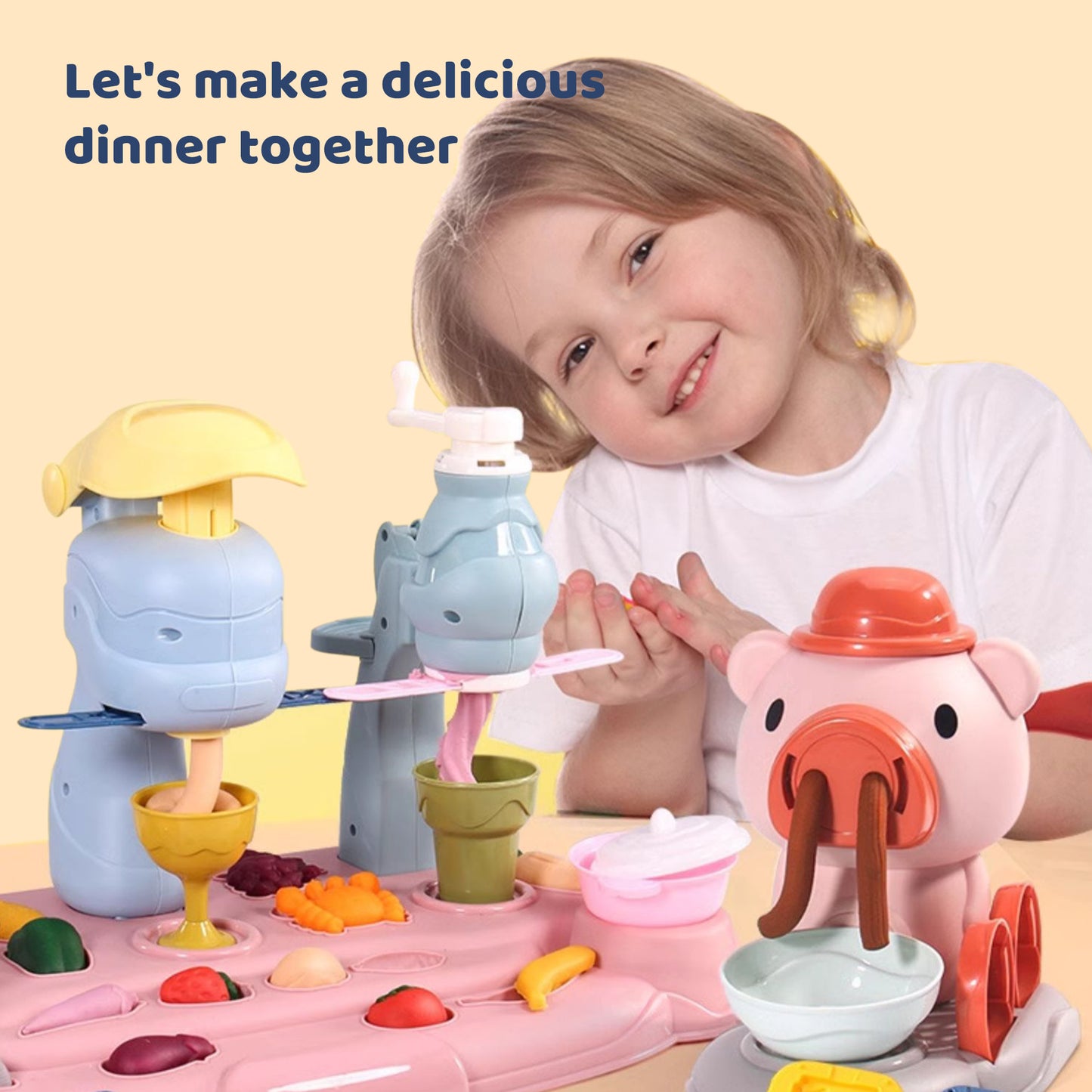 Playdough Sets,3 In 1 Noodle Maker Play Clay Sets 39 Pcs,Contains 12-pack of Dough,Multifunctional Noodle Machine Toy for Kids Ages 4-8,Birthday or Christmas Gifts