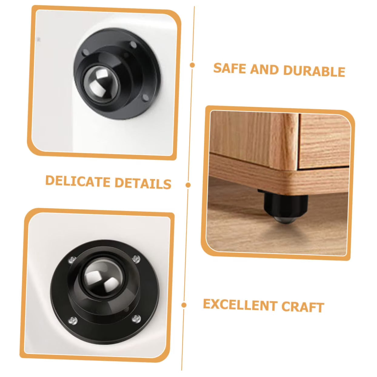 16 Pcs Self Adhesive Caster Wheels, 360° Swivel Mini Rolling Wheels for Small Appliances, Furniture, Storage Bins & Trash Cans, Black