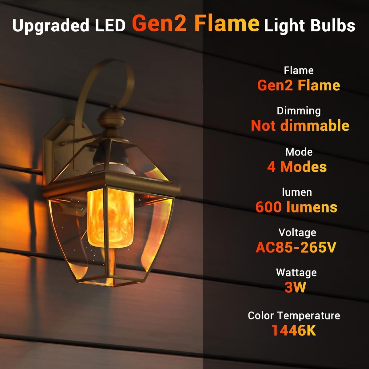 Flame Bulbs,4 Modes Flame LED Bulbs,E27 Base Fire Lamp For Halloween,Christmas Decorations,Party,Outdoor,Indoor,Home Decor Yellow,6 Pack