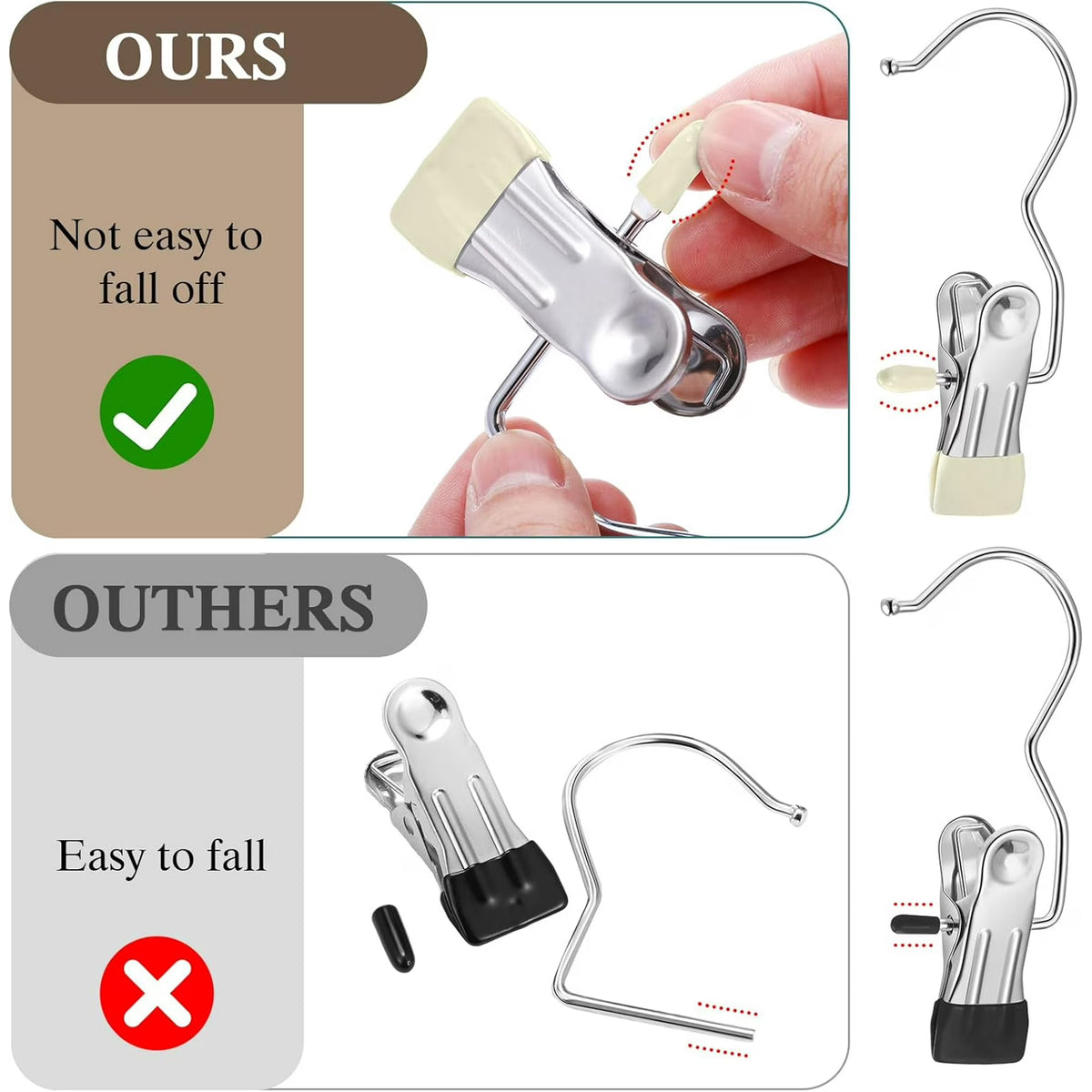 ChrumpTon 50 Pcs Boot Hangers Clips,360° Rotating Heavy Duty Pants Hangers Hanging Hooks Clip for Home & Travel,No-Slip Metal Towel Clips,Clothespins Clip Hangers for Hats Socks Gloves