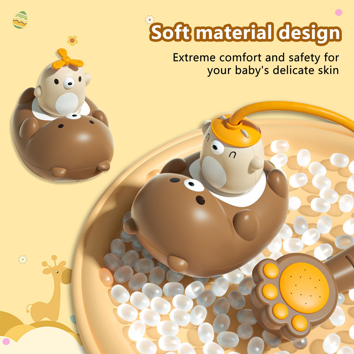 Baby Bath Shower Head，Bath Shower Toy，Bear Shower Head，Mother Bear and Four Little Bears，Practical Bath Toys for Babies 6-12 Months