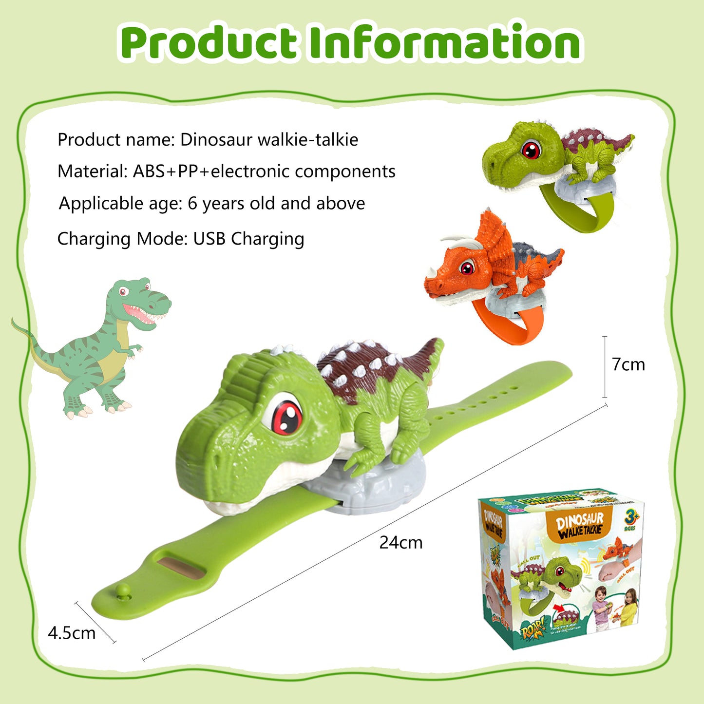 Kids Walkie Talkies 2 Pack,Dinosaur Walkie Talkies,Birthday Gift Toys for Boys 6-8 Years Old,Family Rechargeable Walkie Talkie for Camping Hiking Indoor Outdoor