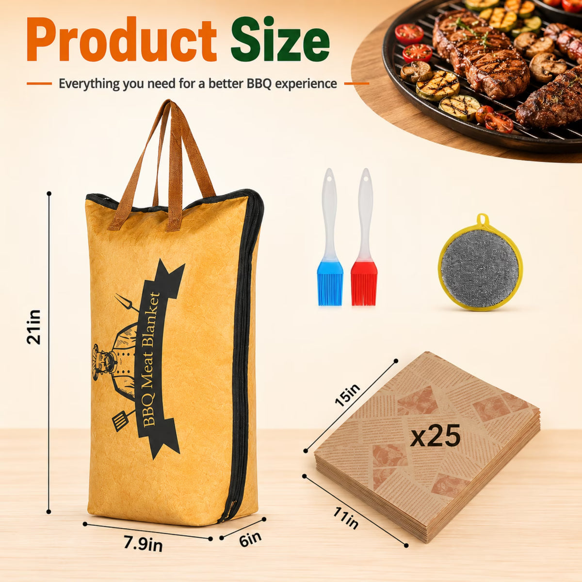 ChrumpTon 21 Inch BBQ Blanket for Resting Meat, 5-Layer Insulated Brisket Resting Bag with Wide Mouth Zipper, Reusable Smoker Meat Resting Blanket for Brisket, Ribs, Pork Shoulder & Turkey