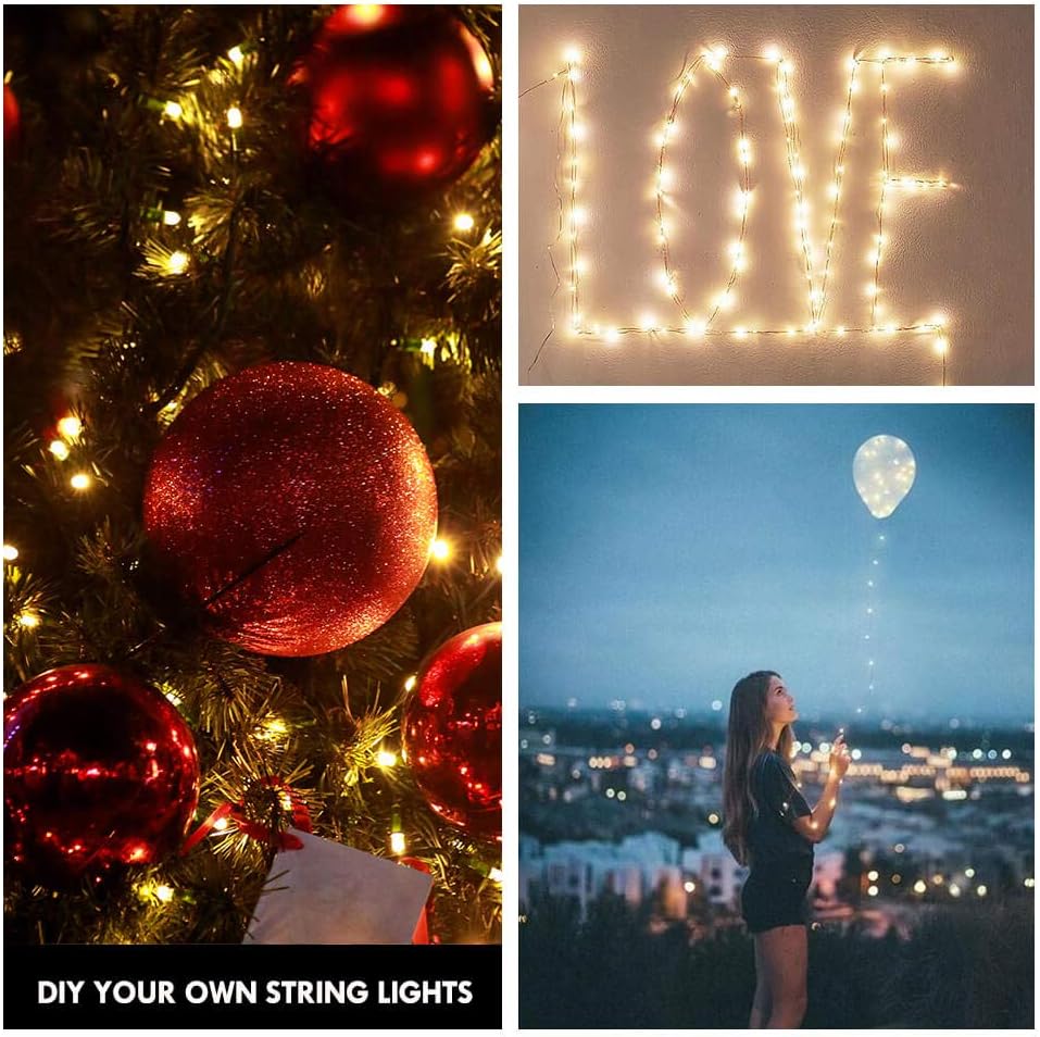32.8 ft Photo String,100 LED Photo Clips,USB Powered Photo Clip Light,50 Clip String Lights for Picture Party Bedroom Wedding Camping,Warm White