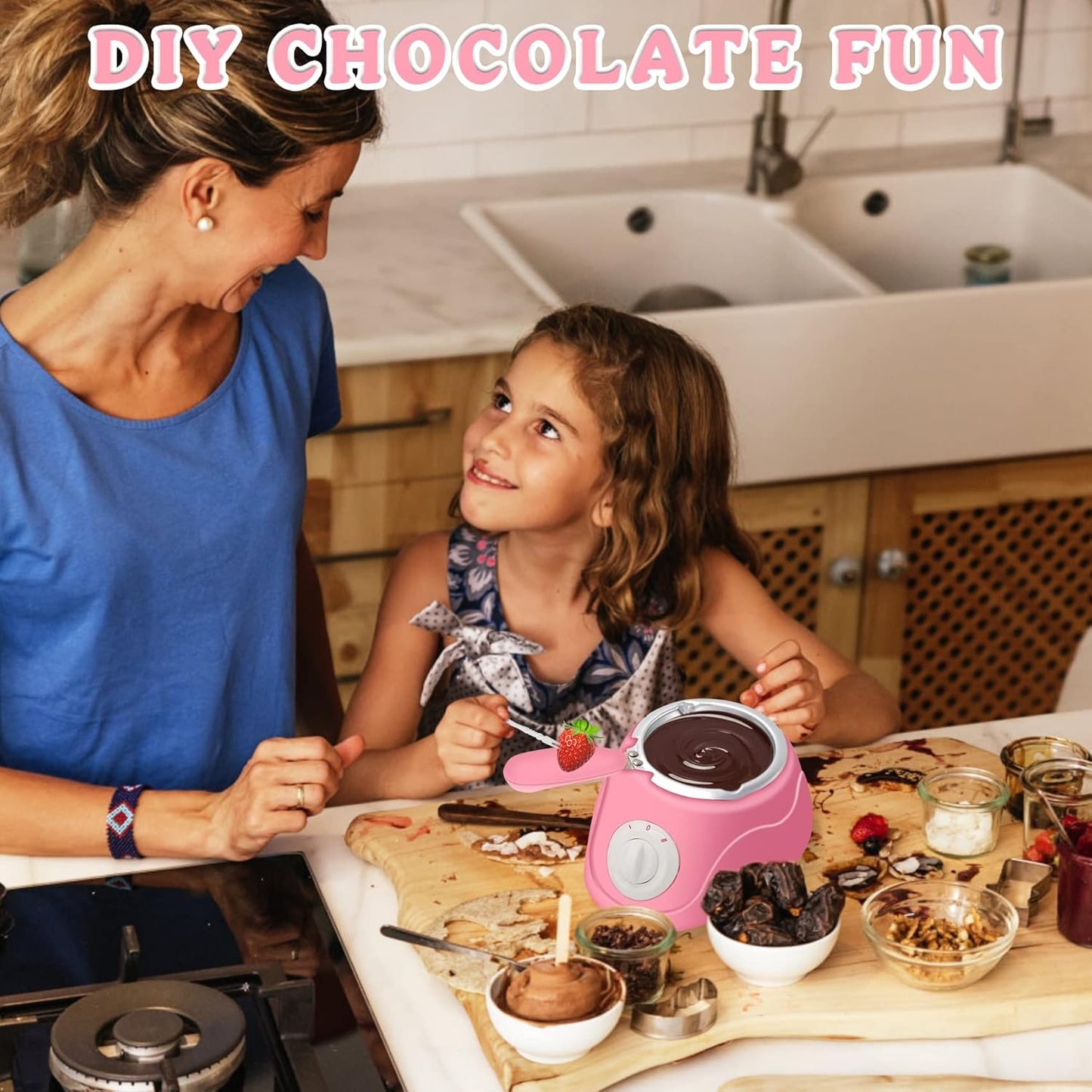 Mini Chocolate Melting Pot, Fondue Fountain, Warmer Machine for Milk,Cheese, Butter, Candy