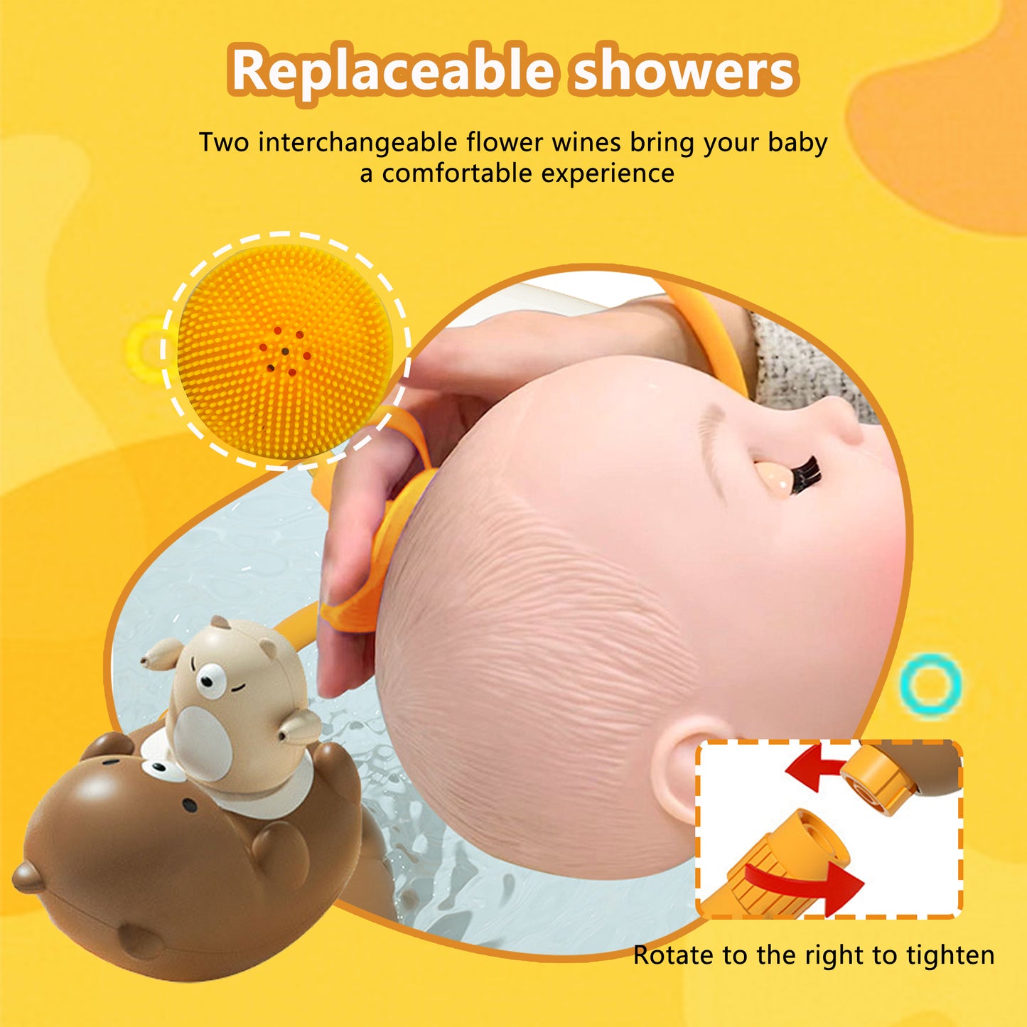 Baby Bath Shower Head，Bath Shower Toy，Bear Shower Head，Mother Bear and Four Little Bears，Practical Bath Toys for Babies 6-12 Months