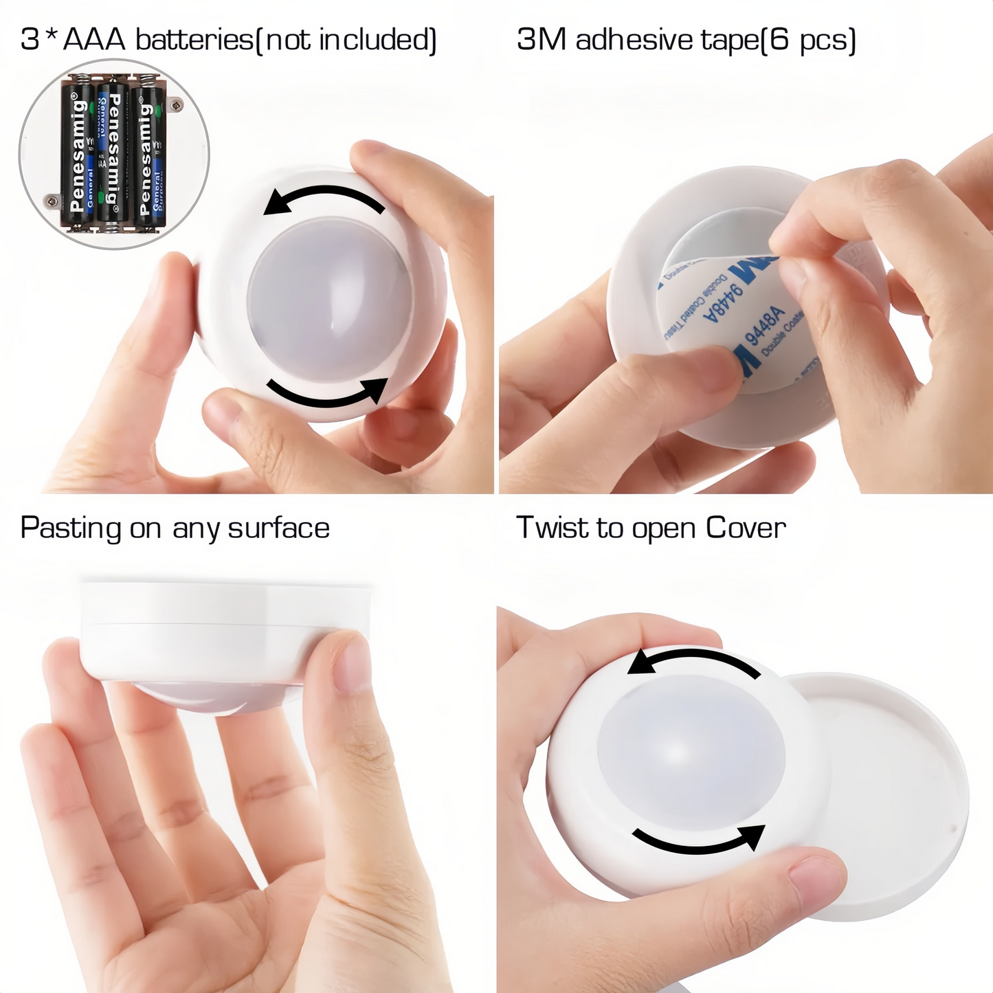 6 Pack Pastable Puck Lights,4 Dynamic Lighting 13 Colors LED Puck Lights,Remote Puck Lights,Under Cabinet Lights Puck Adjustable Brightness for Kitchen,1 LED Per Piece,2.44 in
