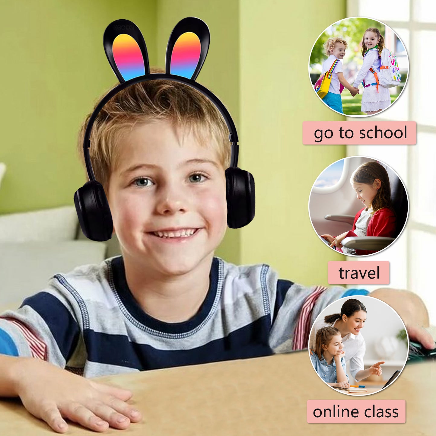 Wireless Headphones for Kids,2 Pack Rabbit Ear Bluetooth Over Ear Headphones with Microphone for Mobile Phones,Tablets,Computers,for Girls Boys