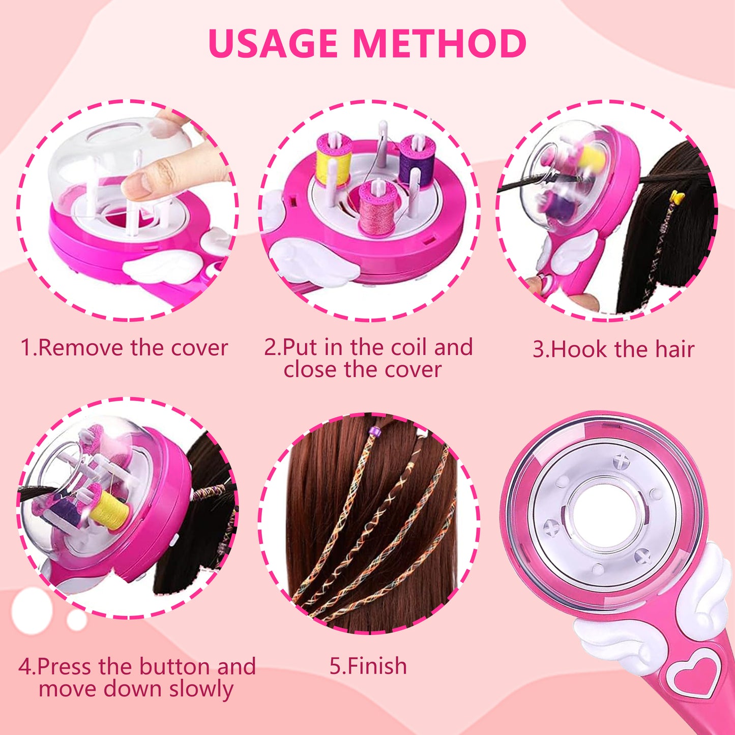 Automatic Hair Braider and Hair Gem Stamper Hair Styling Set,Braiding Tool with Hair Gem,Create Unique Styles for Every Type of Hair,The Perfect Gift for Girls