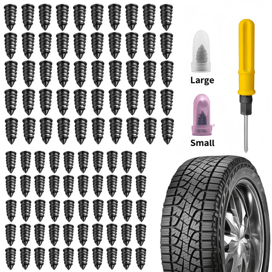100 Pcs Tire Repair Rubber Nail Kit, Spiral Rubber Tire Plugs, Vacuum Tire Repair Kit with Screwdriver, Tire Plug Kit Fast Self-Service Tool for Car, Truck, Motorcycle, Tractor Tire Puncture Repair