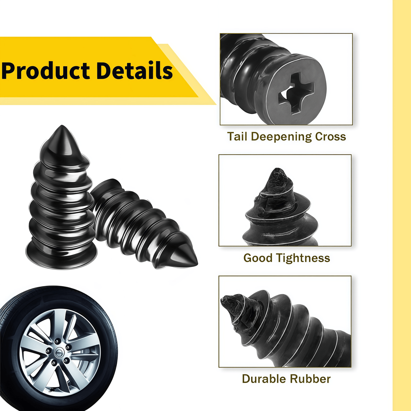 100 Pcs Tire Repair Rubber Nail Kit, Spiral Rubber Tire Plugs, Vacuum Tire Repair Kit with Screwdriver, Tire Plug Kit Fast Self-Service Tool for Car, Truck, Motorcycle, Tractor Tire Puncture Repair