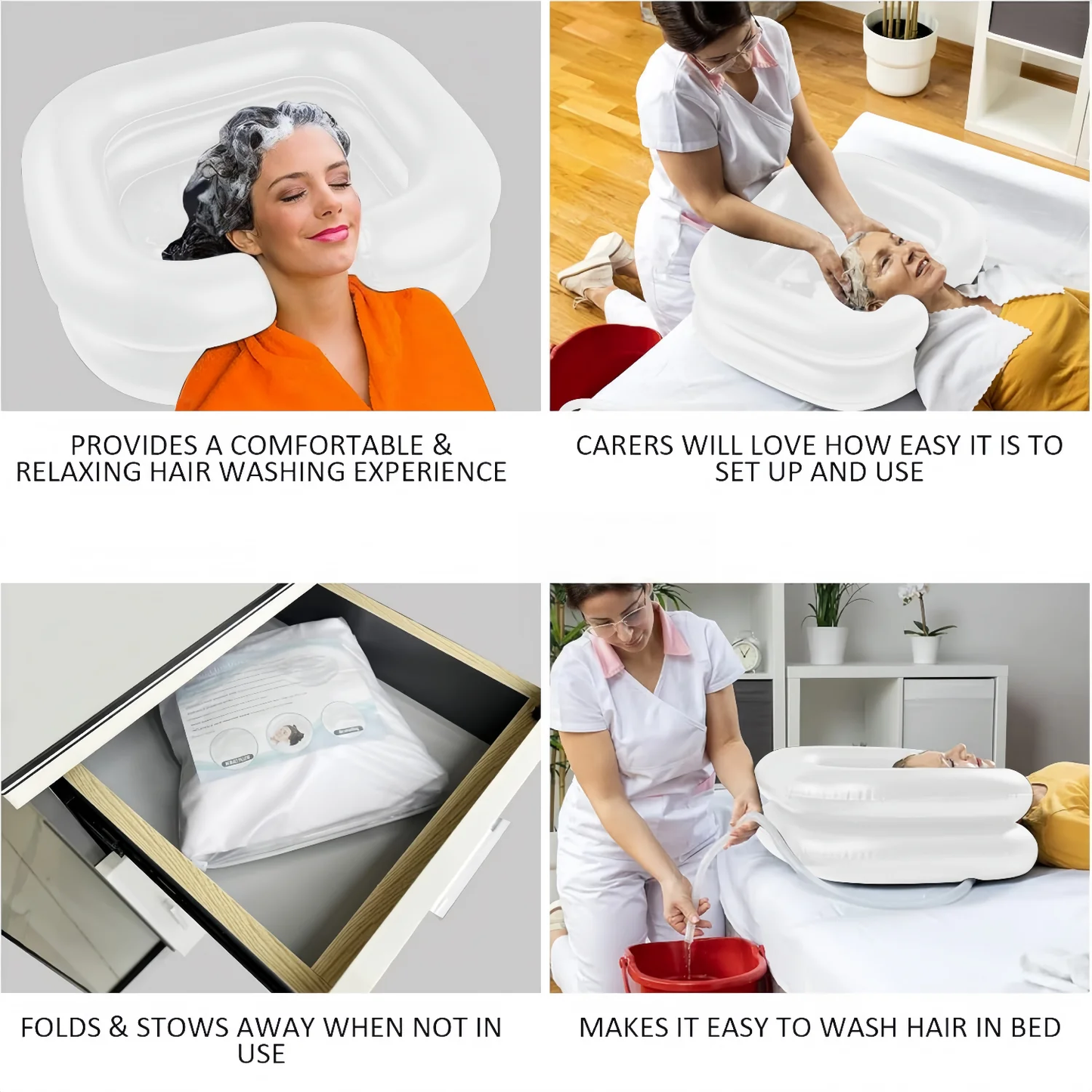 Inflatable Hair Wash Basin,Portable Shampoo Bowl with Hand Pump and Hair Towel Wrap,for Injured,Elderly,Bed-Bound,Handicapped