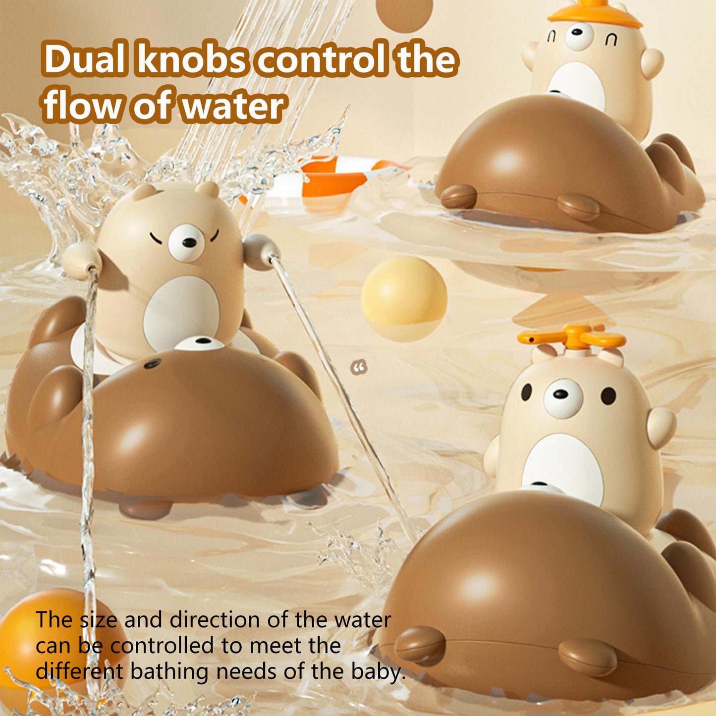 Baby Bath Shower Head，Bath Shower Toy，Bear Shower Head，Mother Bear and Four Little Bears，Practical Bath Toys for Babies 6-12 Months