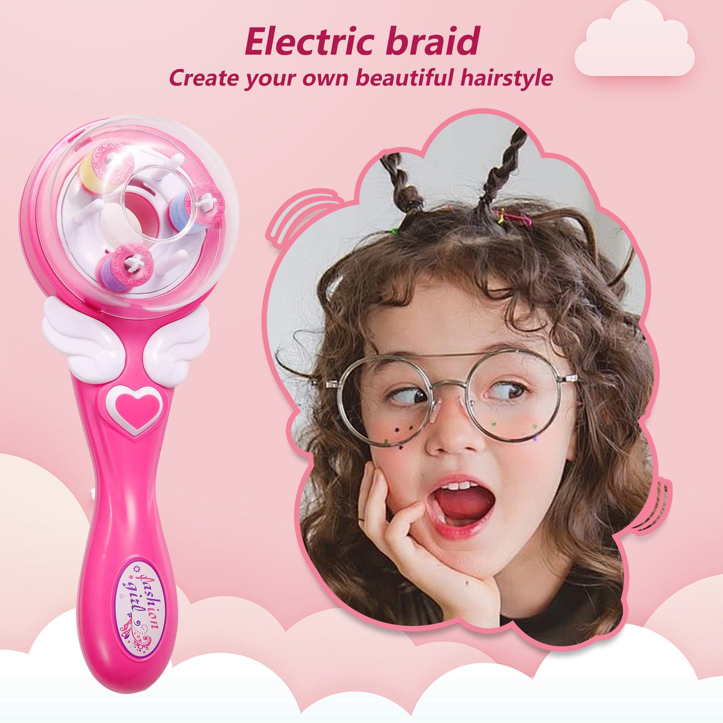 Automatic Hair Braider,Hair Braider Tool,Electric Hair Braider for Girls with Deluxe Material Pack,Suitable for Girls'Hairstyling，Pink