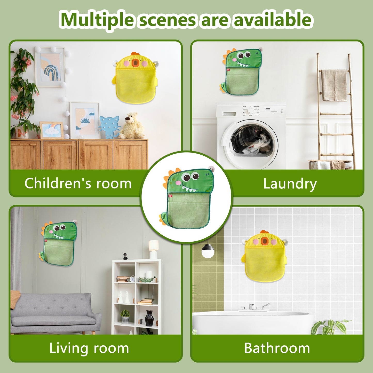 Bath Toy Storage x 3 + 6 Ultra Strong Suction Cups,Baby Bath Toy Organizer for Bath,Animal-shaped Mesh Bag and 36 Alphanumeric Toys,For Kids & Toddlers