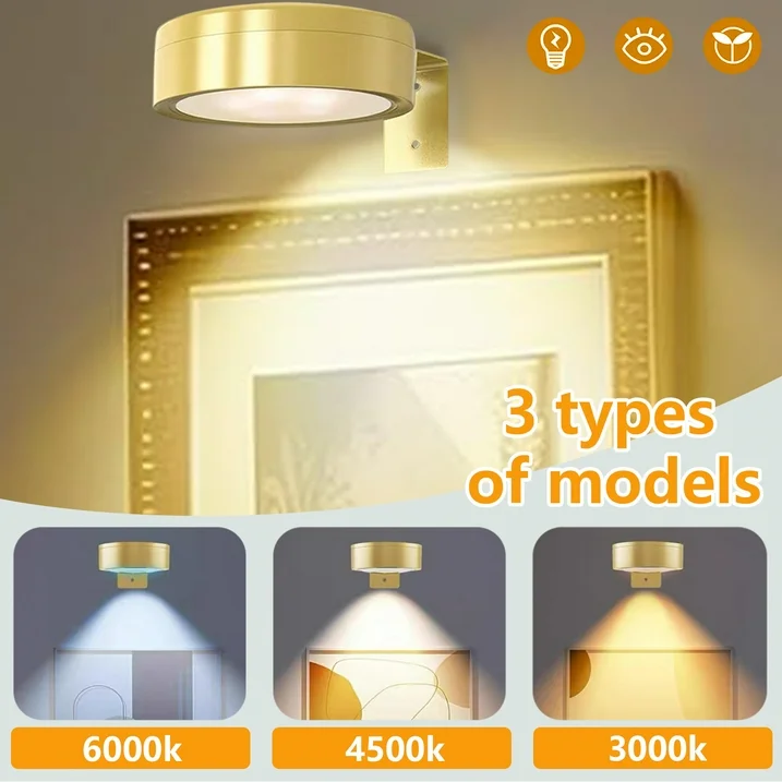 2 Pack Battery Operated Picture Light,3 Modes Picture Lights,Remote Dimmable and Timer,LED Painting Light for Pictures Photo Frame Portrait,6 LED Per Piece,4.72 in,Gold