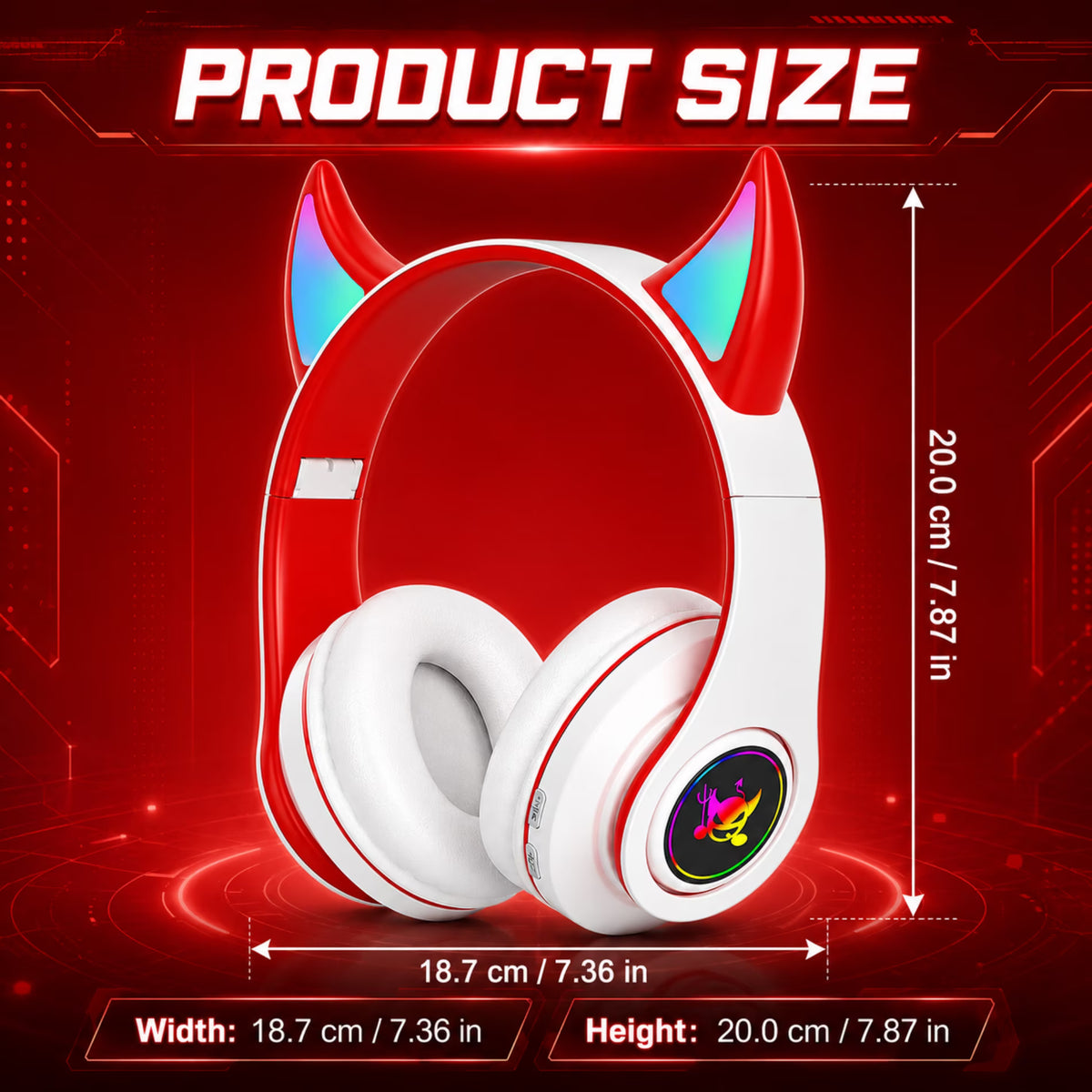 QINIUXO Kids Bluetooth Headphones, Wireless Over-Ear Headset with LED Lights, Foldable Adjustable Design, Volume Controls, 3.5mm Wired and Memory Card Modes for School, Travel, Tablets and Laptops