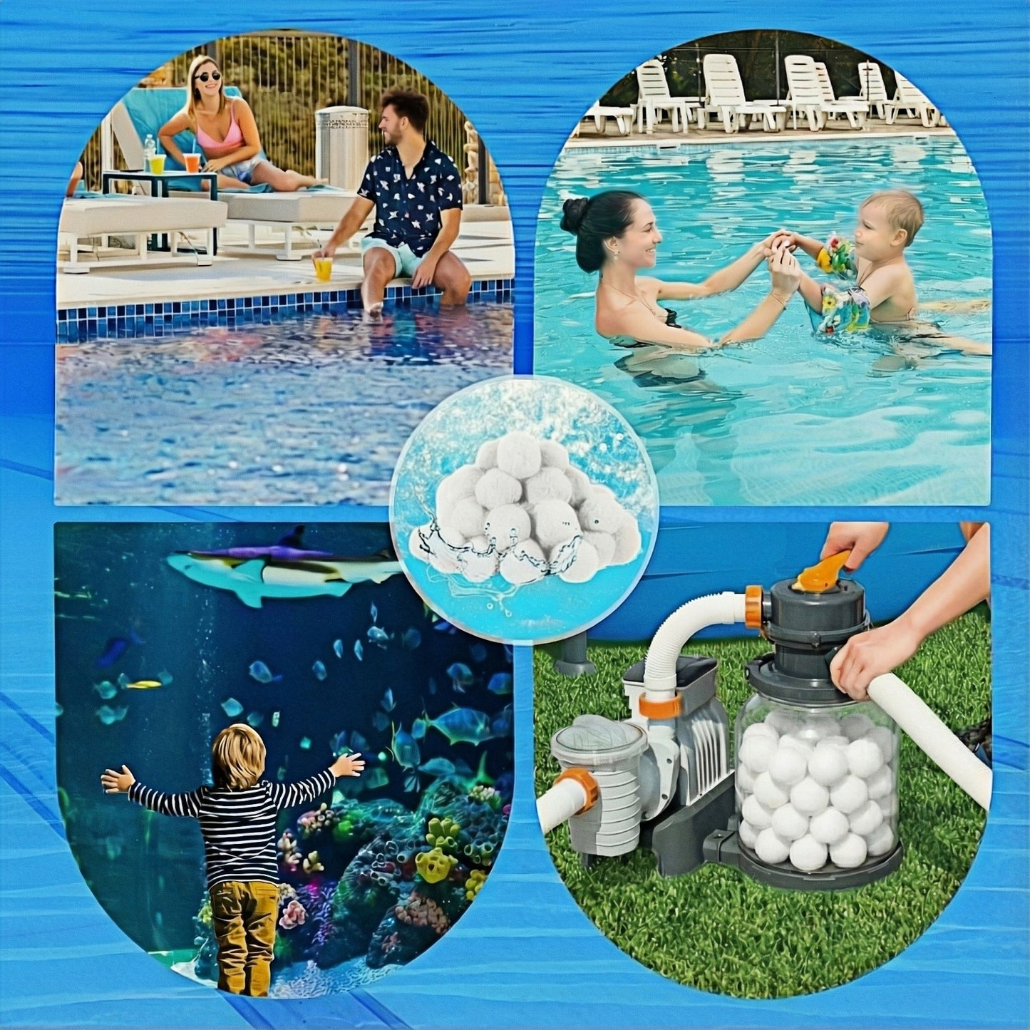 1.76 lbs Pool Filter Balls for Sand Filter, Reusable White Fiber Filter Media Balls, Replace Pool Filter Sand for Aquarium Tank, Pools Sand Filter Systems