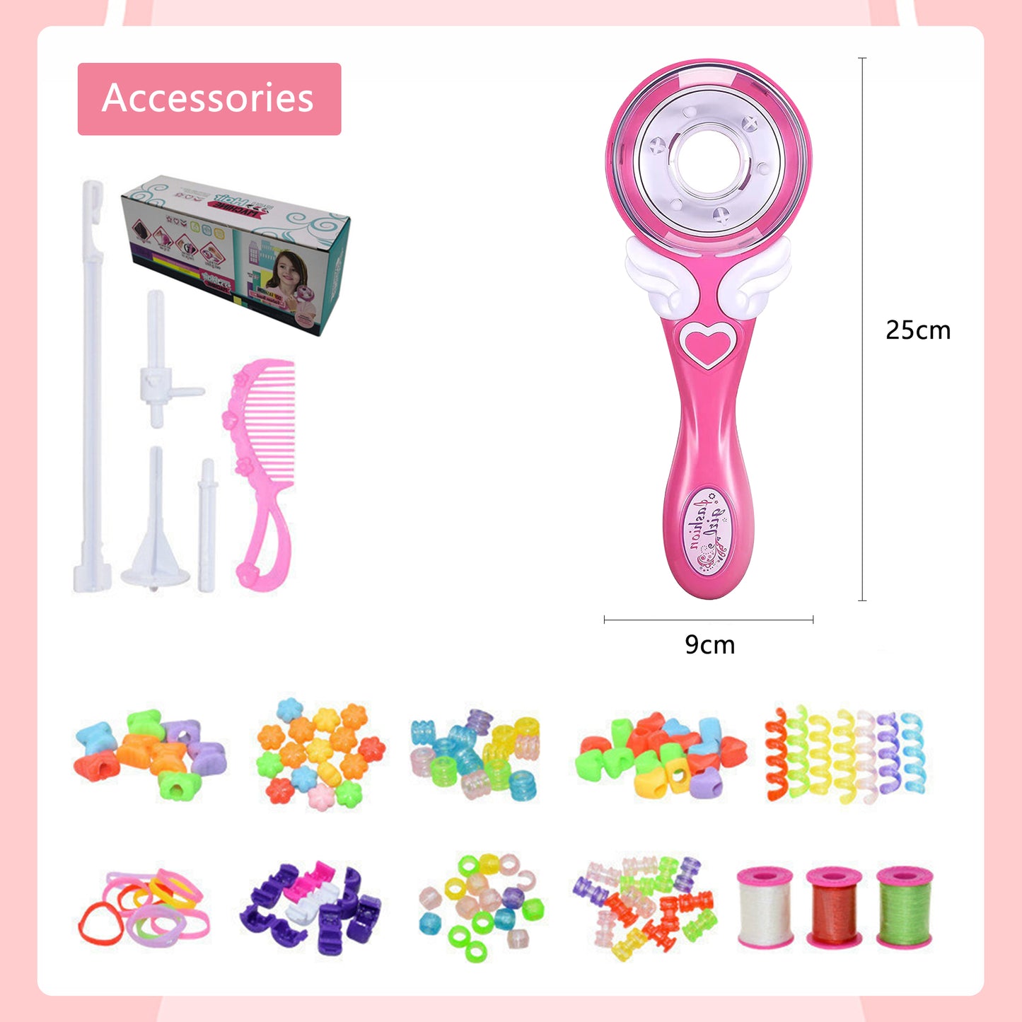Automatic Hair Braider,Hair Braider Tool,Electric Hair Braider for Girls with Deluxe Material Pack,Suitable for Girls'Hairstyling，Pink