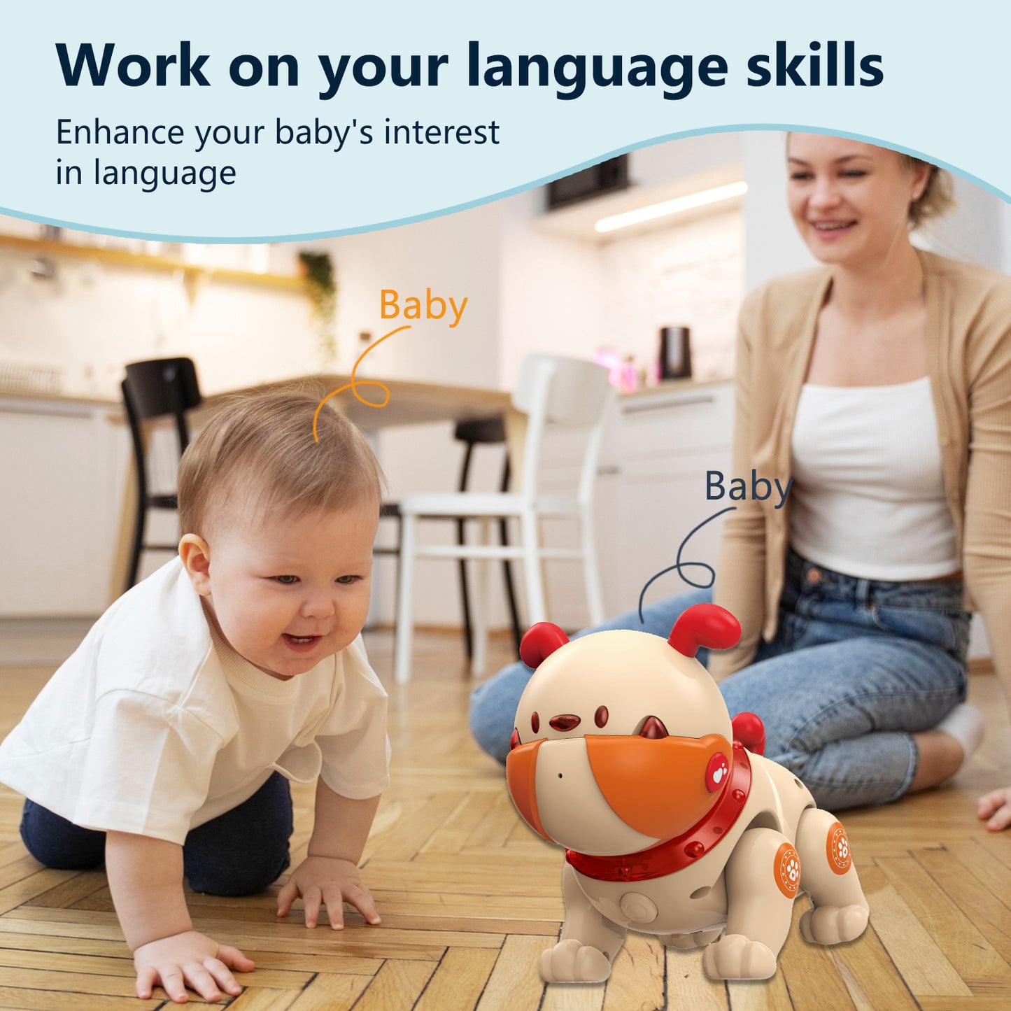 Remote Control Robot Dog Toy, Smart Interactive Robotic Pets, RC Robot Toys Dog Pit Bull ，Music Dancing Handstand Push-up Follow Functions for Kids Boys Girls