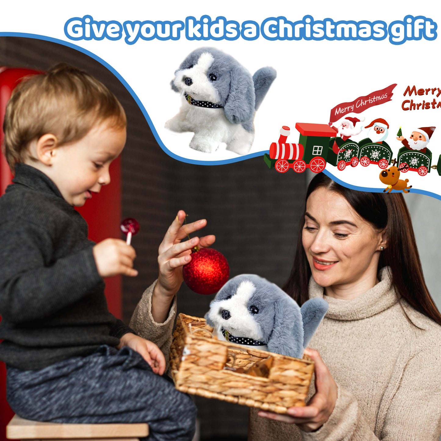 Plushdog Toy for Kids,Kids Electronic Pets,Toy Dog That Walks and Barks,Kids Puppy Toy With Space Cabin Kennel,A Total of 12 Pcs,Best 2 years old girl toys