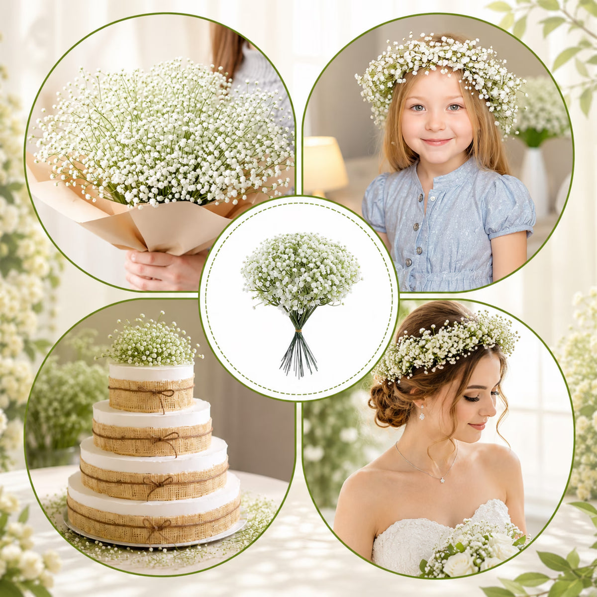 ChrumpTon 80 Pcs Baby's Breath Artificial Flowers, 11.8 Inch Real Touch Gypsophila Stems, Bulk Faux Flowers for Wedding Decor, Party Decorations, Home Centerpieces (Vase Not Included)