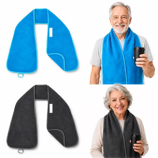 ChrumpTon 2 Pack Adult Bibs for Men and Women, Large Reusable Dining Bibs with Hook-and-Loop Closure, Machine Washable Clothing Protectors, Black and Blue
