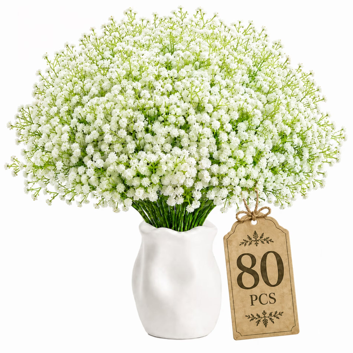 ChrumpTon 80 Pcs Baby's Breath Artificial Flowers, 11.8 Inch Real Touch Gypsophila Stems, Bulk Faux Flowers for Wedding Decor, Party Decorations, Home Centerpieces (Vase Not Included)