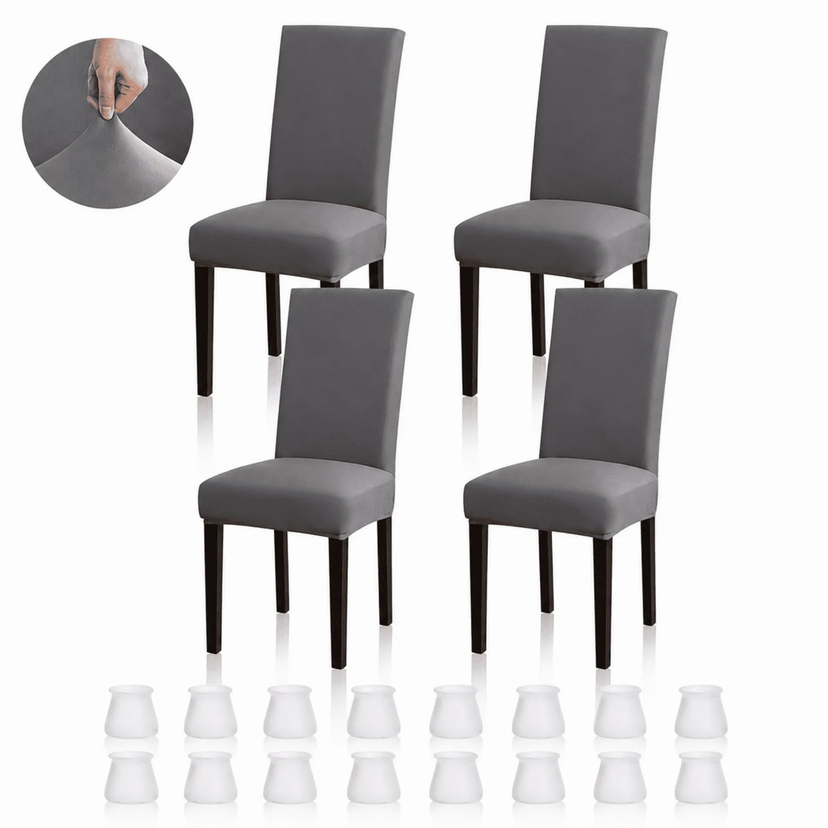ChrumpTon Chair Covers for Dining Chairs Set of 4, Stretch Dining Chair Slipcovers, Removable Washable Chair Covers with Elastic Fit, Chair Protectors for Dining Room, Kitchen, Hotel, Dark Gray