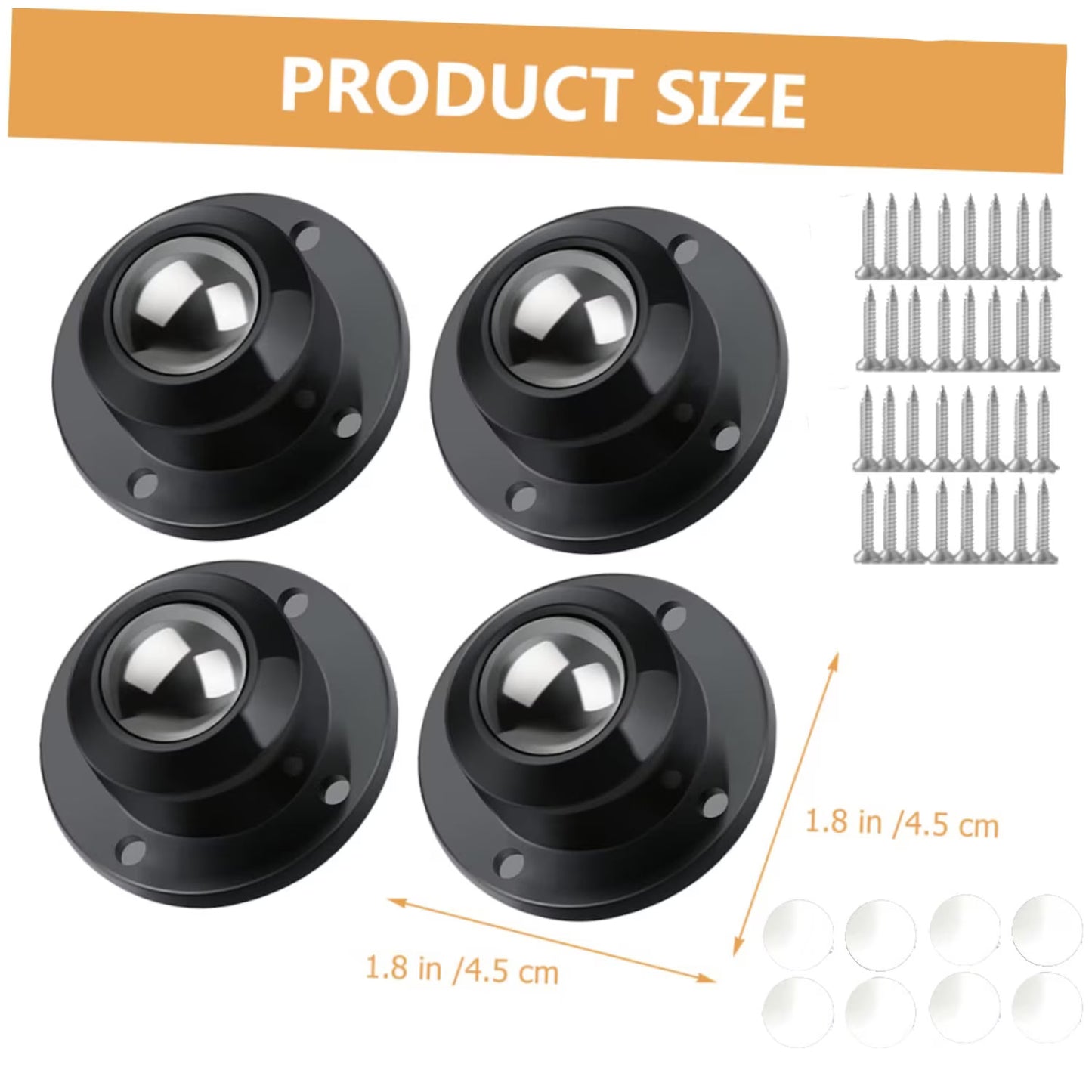 16 Pcs Self Adhesive Caster Wheels, 360° Swivel Mini Rolling Wheels for Small Appliances, Furniture, Storage Bins & Trash Cans, Black