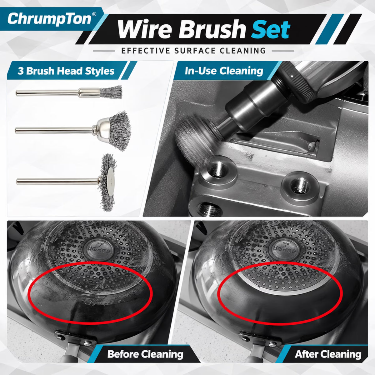 ChrumpTon 26 Pcs Wire Brush for Drill,Wire Wheel for Drill 1/4 inch Hex Shank & 0.11 inch Round Shank,Wire Cup Brush Drill Attachment for Rust Removal,Corrosion and Scrub Surfaces
