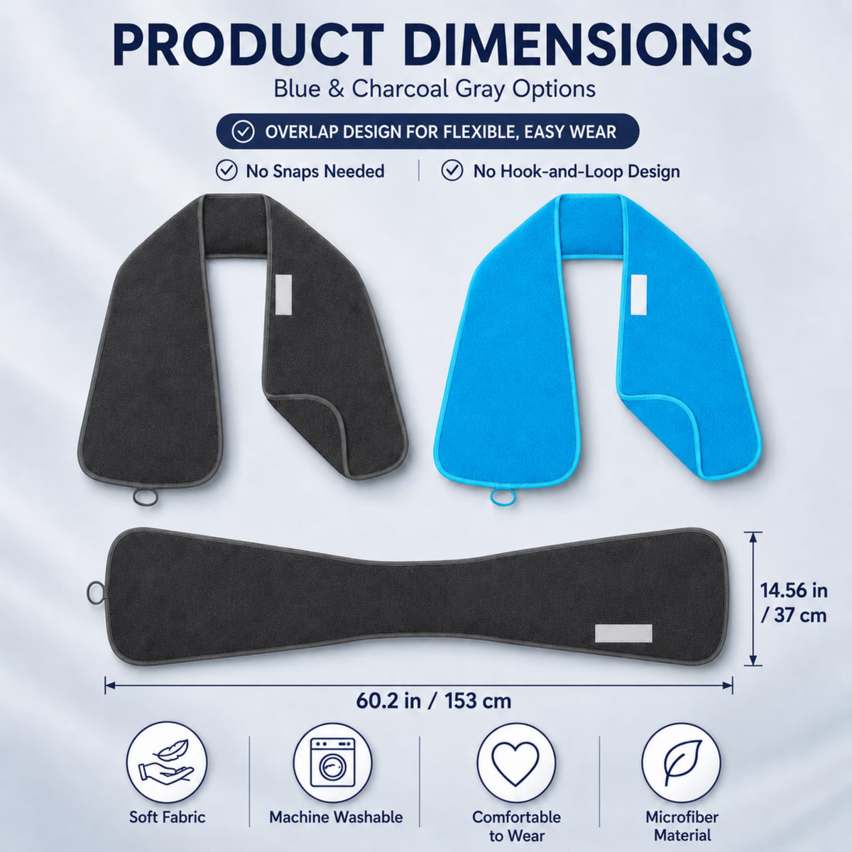 ChrumpTon 2 Pack Adult Bibs for Men and Women, Large Reusable Dining Bibs with Hook-and-Loop Closure, Machine Washable Clothing Protectors, Black and Blue
