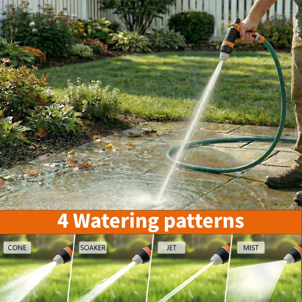 PENDALI Garden Hose Nozzle 2 Pack, Heavy Duty Water Hose Nozzle, 8 Spray Patterns, High Pressure Hose Sprayer with Flow Control for Lawn and Car Wash