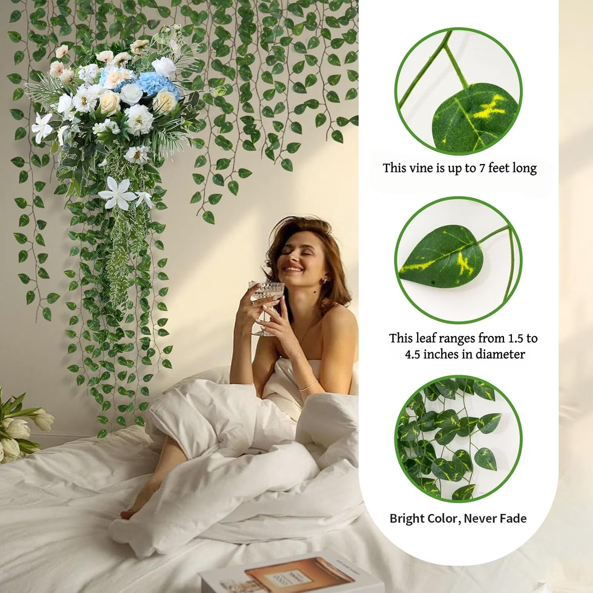 24 Pack Fake Vines for Room Decor,168 ft Wall Vine Hanging,Artificial Plant Ivy for Home Bedroom Party Garden Wall Room Decor