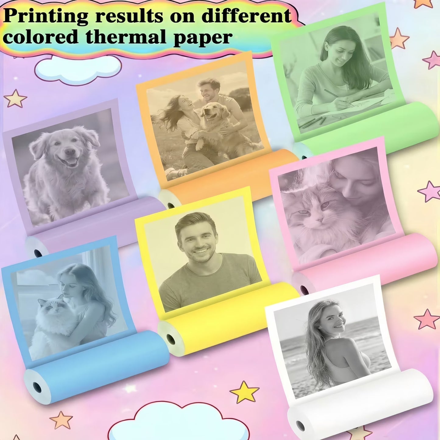 15 Rolls Instant Camera Refill Print Paper, HD Printing Thermal Print Paper, Instant Print Camera Paper Rolls, Compatible with Most Instant Print Cameras, Colorful (57x25mm)