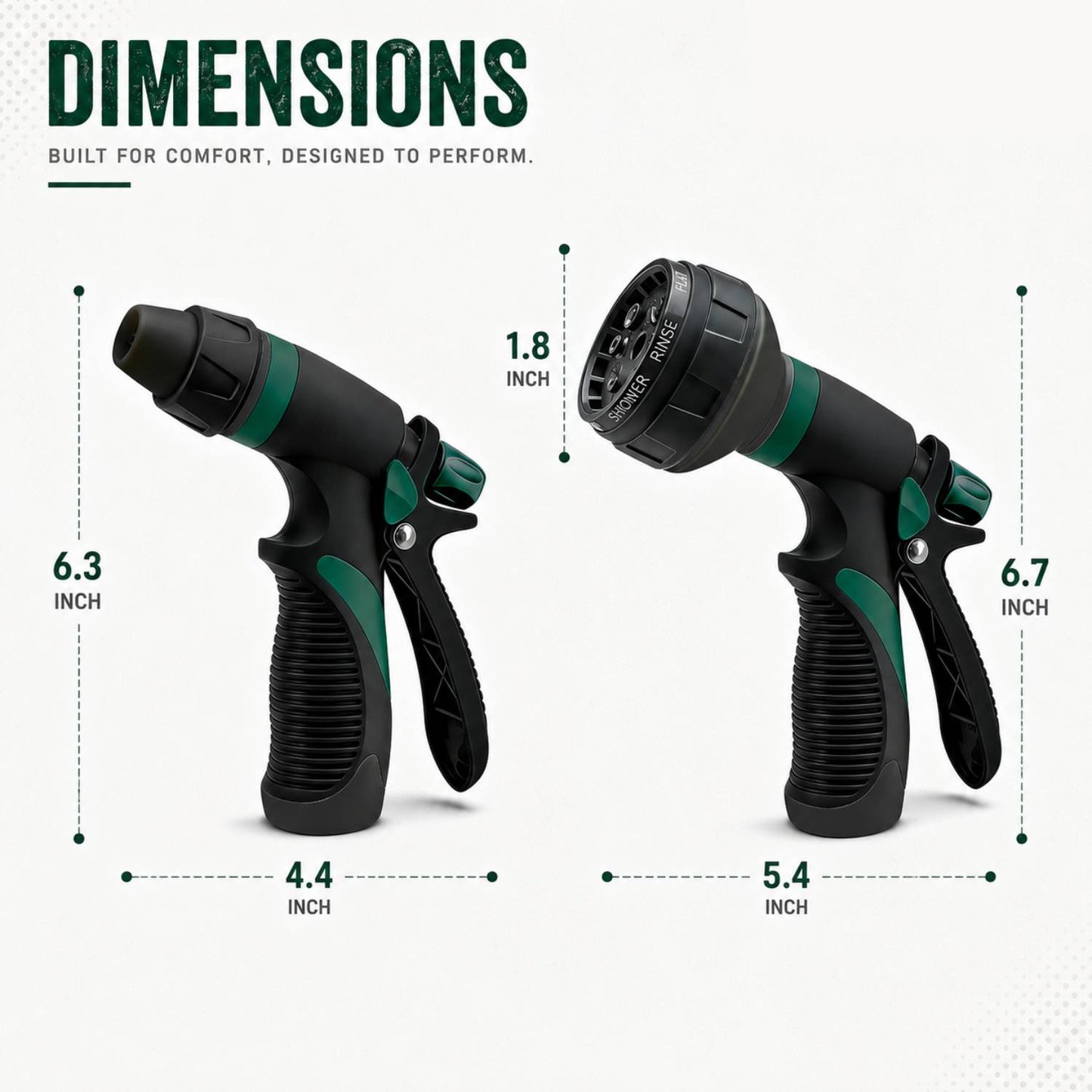 2 Pack Garden Hose Nozzle, Heavy Duty Water Hose Nozzle with 8 Spray Patterns, High Pressure Hose Sprayer with Flow Control for Flowers, Lawn, Car Wash and Pet Bath