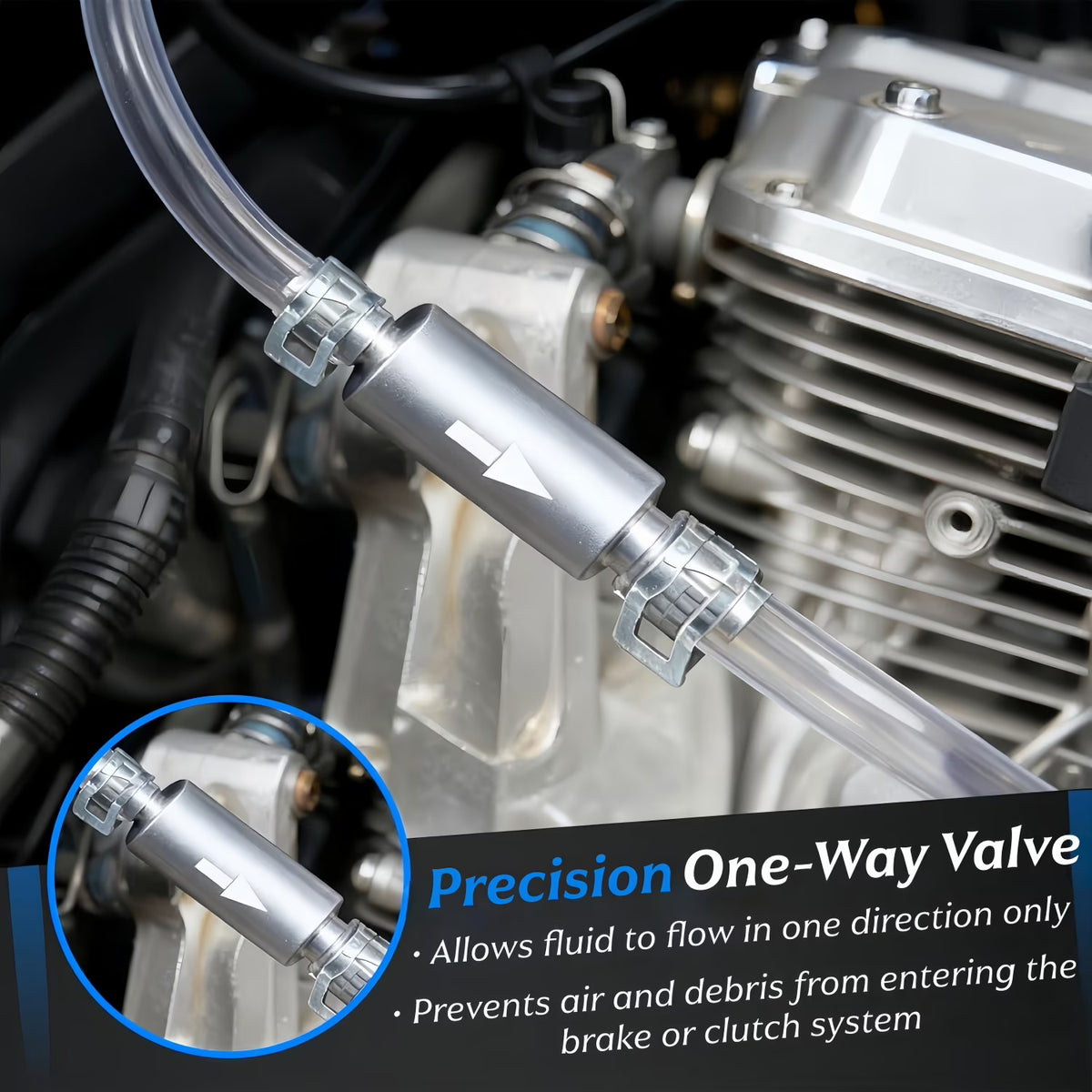 Brake Bleeder Kit with 2 Sets of One-Way Check Valve Brake Bleeder Hoses - for Motorcycle Brake System Repair & Maintenance