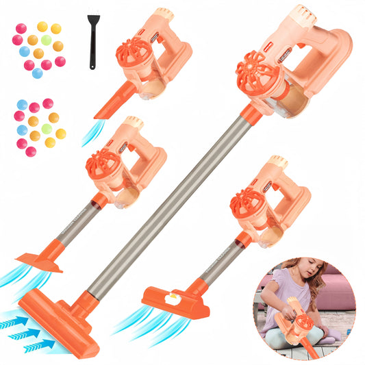 Kids Vacuum Cleaner,Toy Vacuum Cleaner,4-in-1 Kids Vacuum That Really Works,Pink Girl's Vacuum Cleaner,Cordless Real Suction,Gifts for Boys and Girls