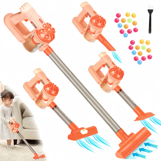 Toy Vacuum Cleaner,Toddler Vacuum Cleaner,4-in-1 Kids Cleaning Set,Kids Working Toy Vacuum Cleaner with Real Suction,Pink,Gift for Girls Age 4-8